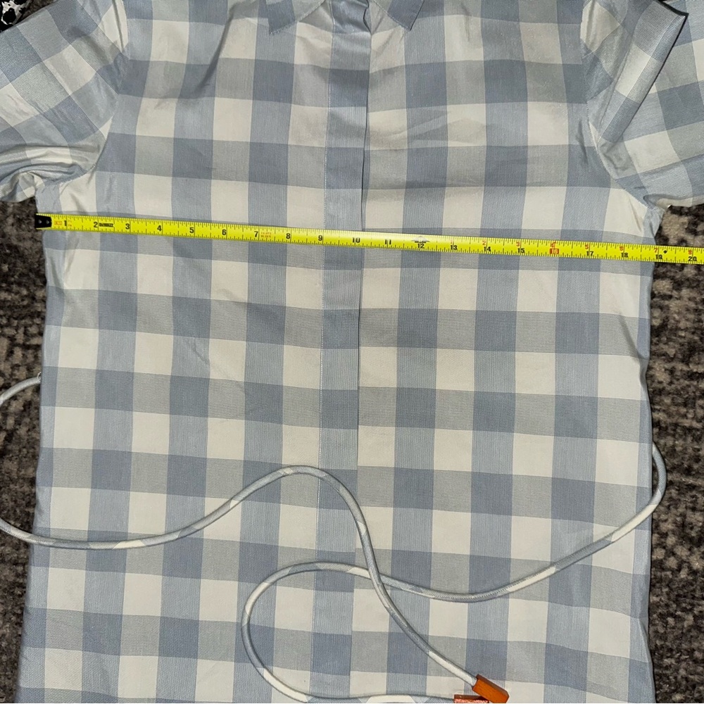 Theory Women’s Size S P Blue White Fuji Check Belted Midi Slit Side Shirtdress - Picture 13 of 15